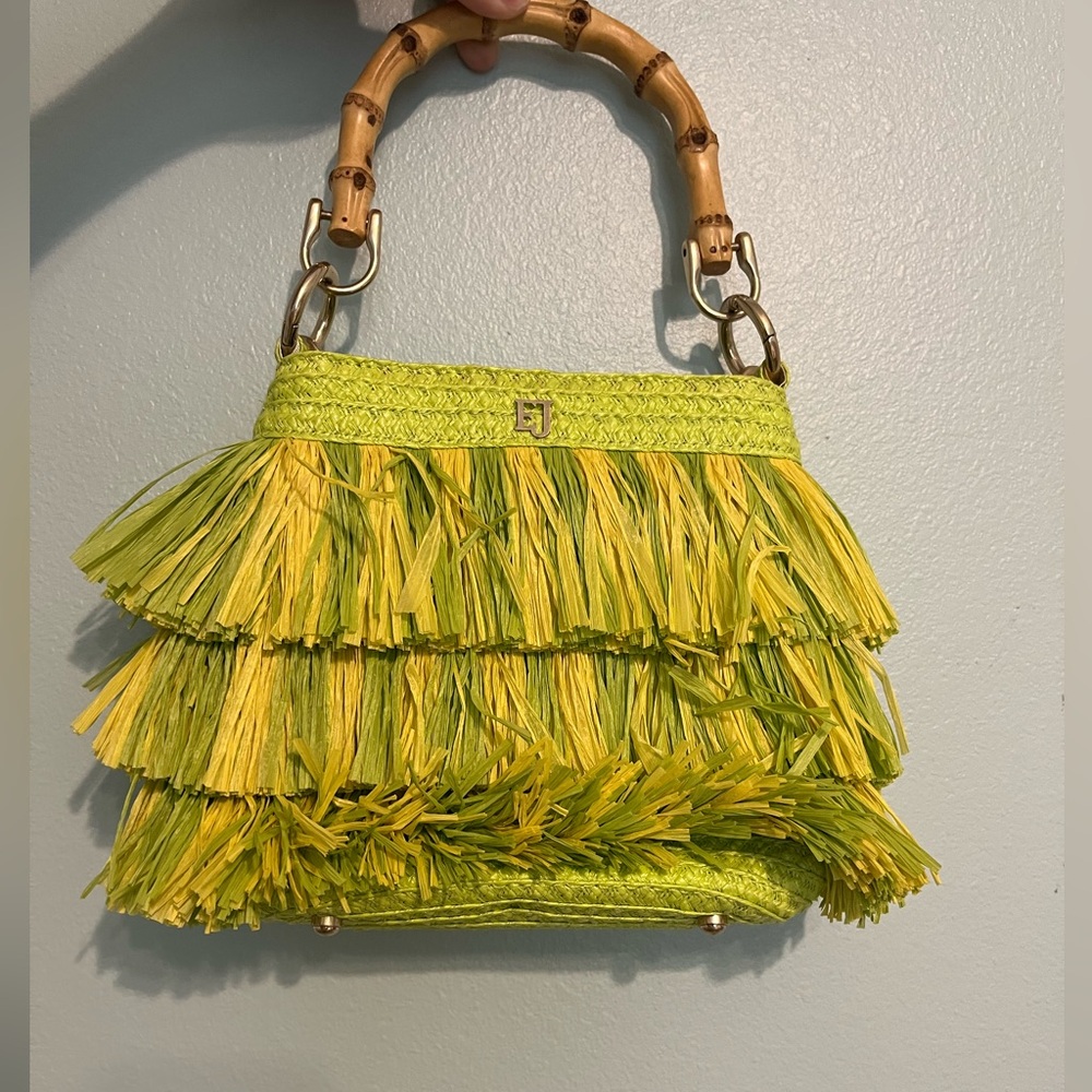 Eric Javits straw fringe purse
